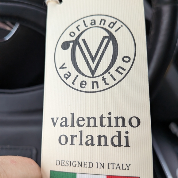 Valentino Orlandi Nwt  Quilted Black Satchel with Gold Accent Handbag - Picture 7 of 8